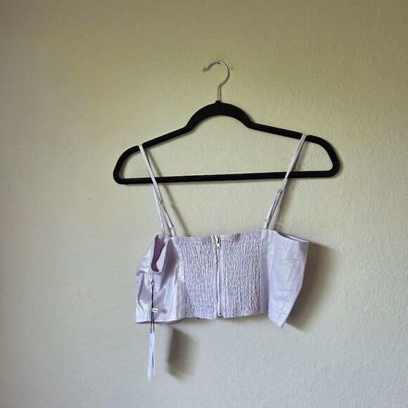 NWT Jason Wu Luminous Lavender Shimmery Tie Front Crop Top Small - Picture 3 of 8